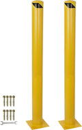 2Packs 48" Height Safety Bollard Yellow Powder Coat Parking Post with 4 Anchor Bolts Q146513