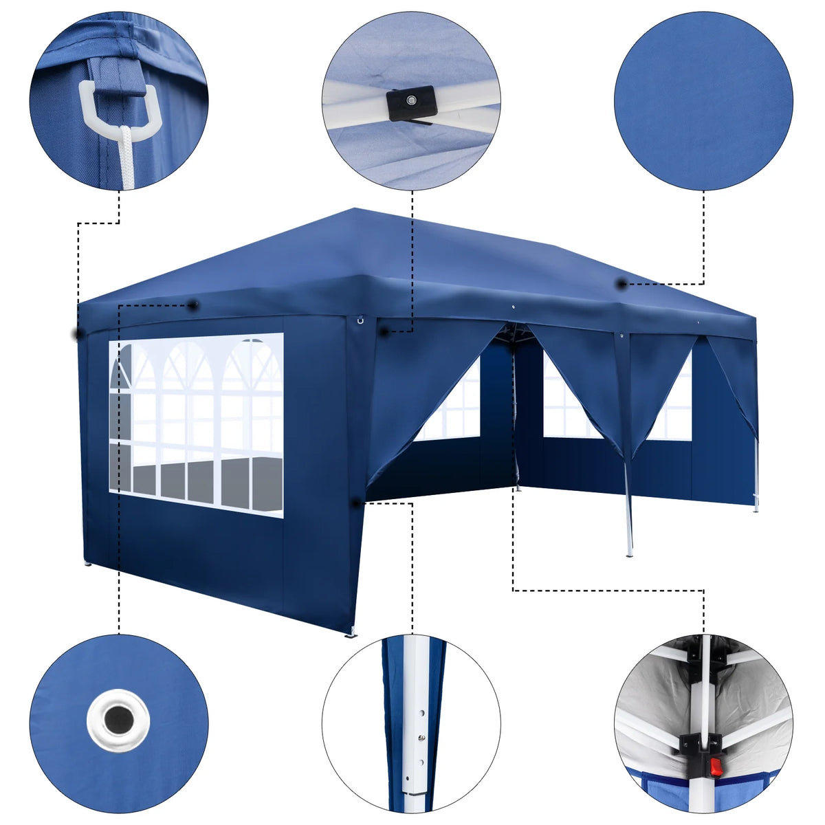 10 x 20-Feet White Pop Up Canopy Tent with 4 Removable Sidewalls M65260