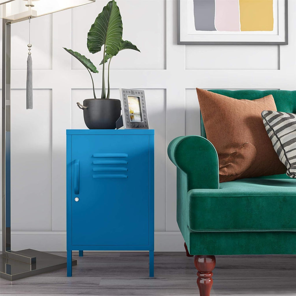 Blue Metal End Table Z937