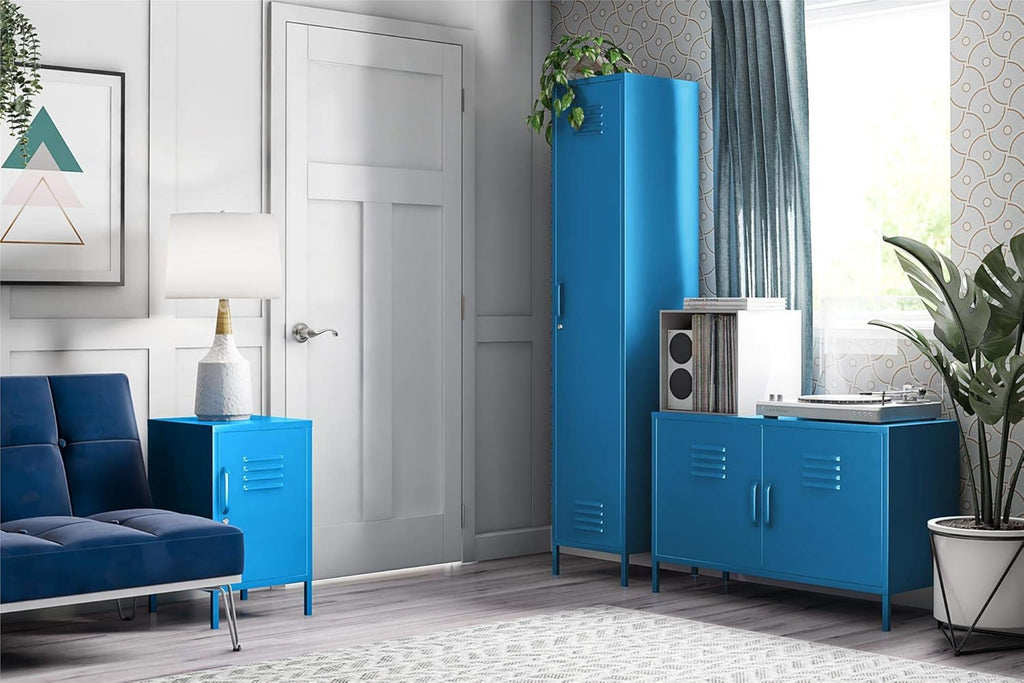 Blue Metal End Table Z937