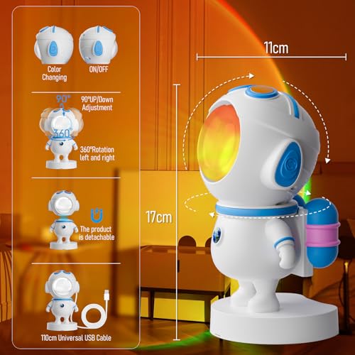 Sunset Lamp Projector with APP and Button Control, 360° Rotation Magnetic Head, Multicolor Changing Dimmable Light Projector Timer W18416