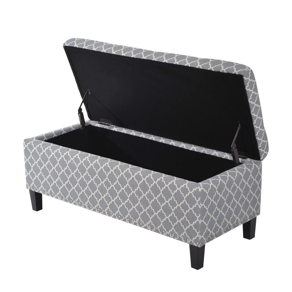 42" Tufted Linen Fabric Storage Bench Ottoman W478