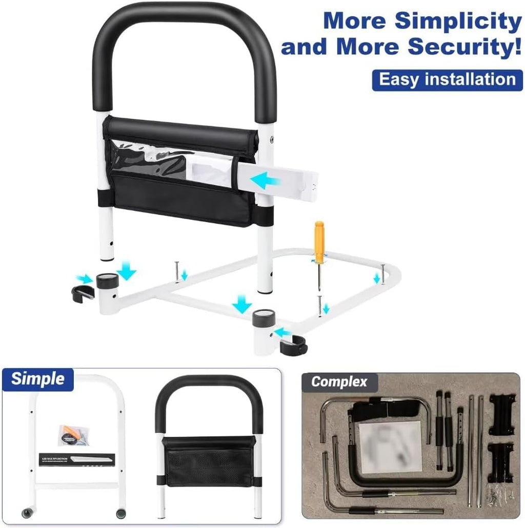 Bed Rail with Motion Light, Non-Slip Handle, Storage Pocket A931179