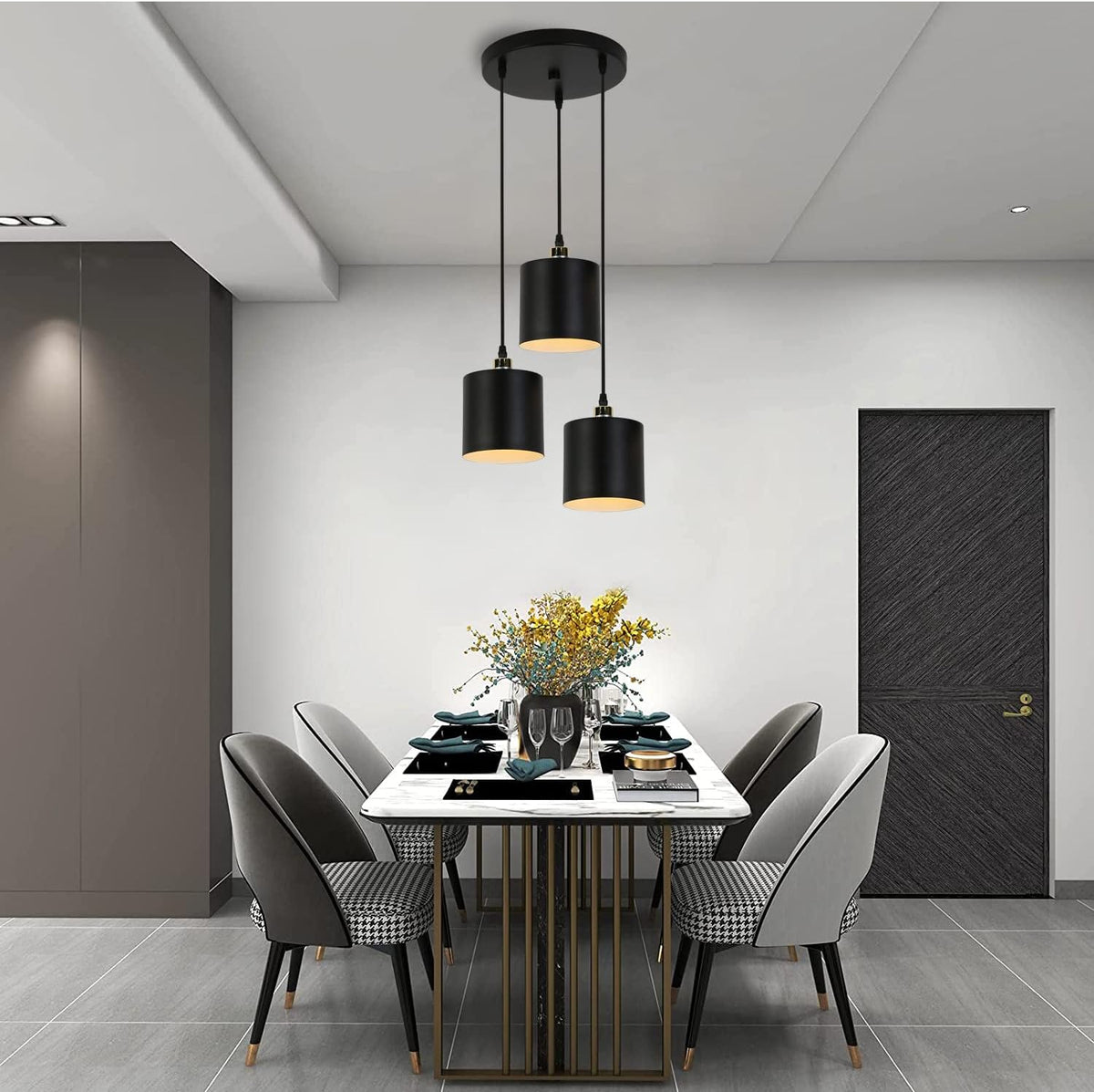 3-Light Modern Kitchen Island Lighting with Cylindrical Metal Lampshade Z516213