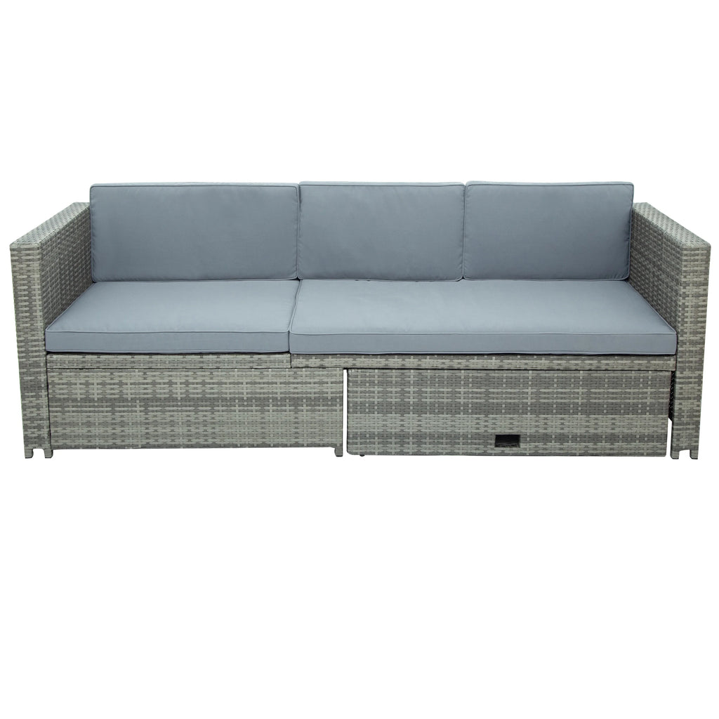 4-Piece All-Weather PE Wicker Patio Sectional Sofa Set with Retractable Table Y7983