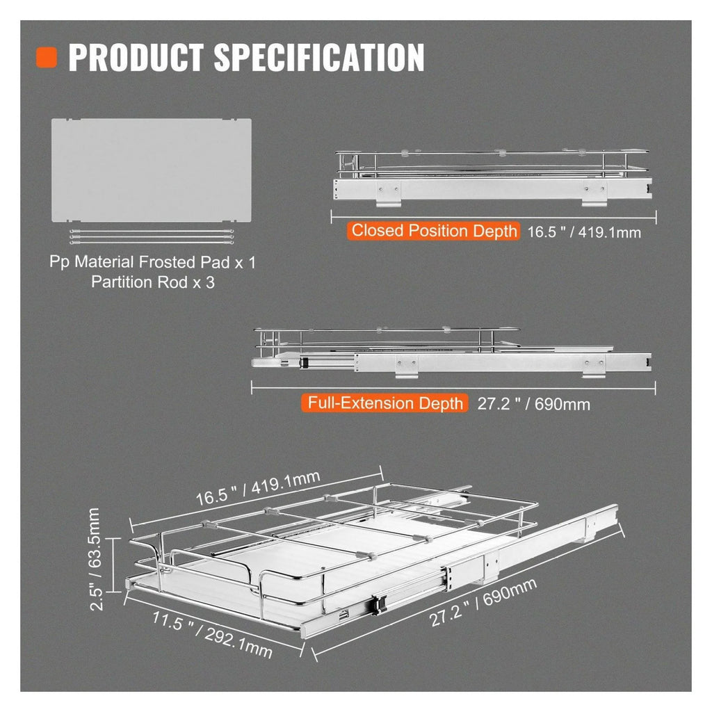 Chrome Steel Roll Out Drawers Y47227