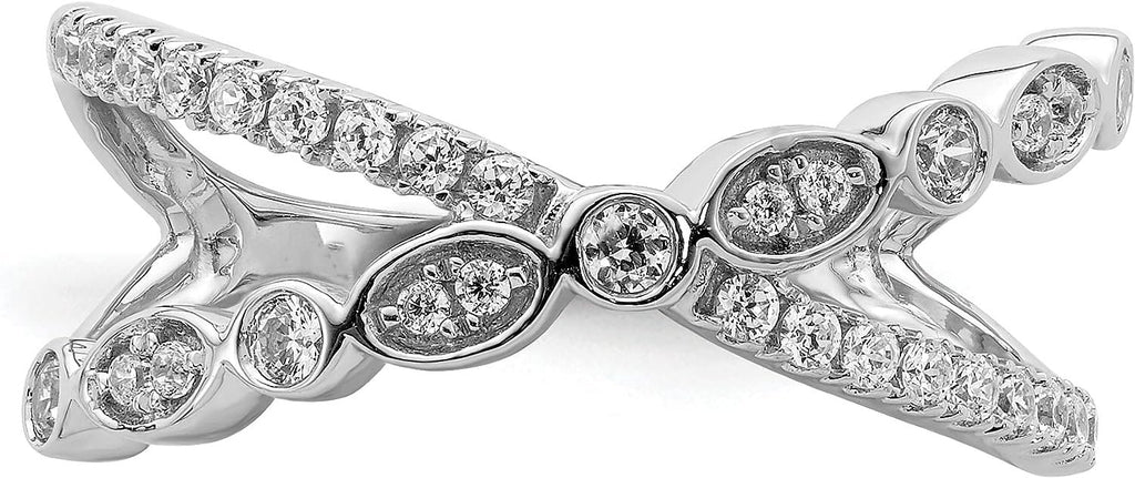 14k White Gold Criss Cross Diamond Ring T686725