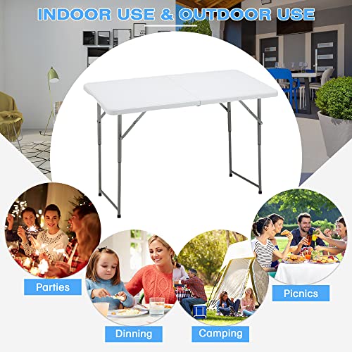 4ft Portable Plastic Folding Table with Adjustable Height J420717
