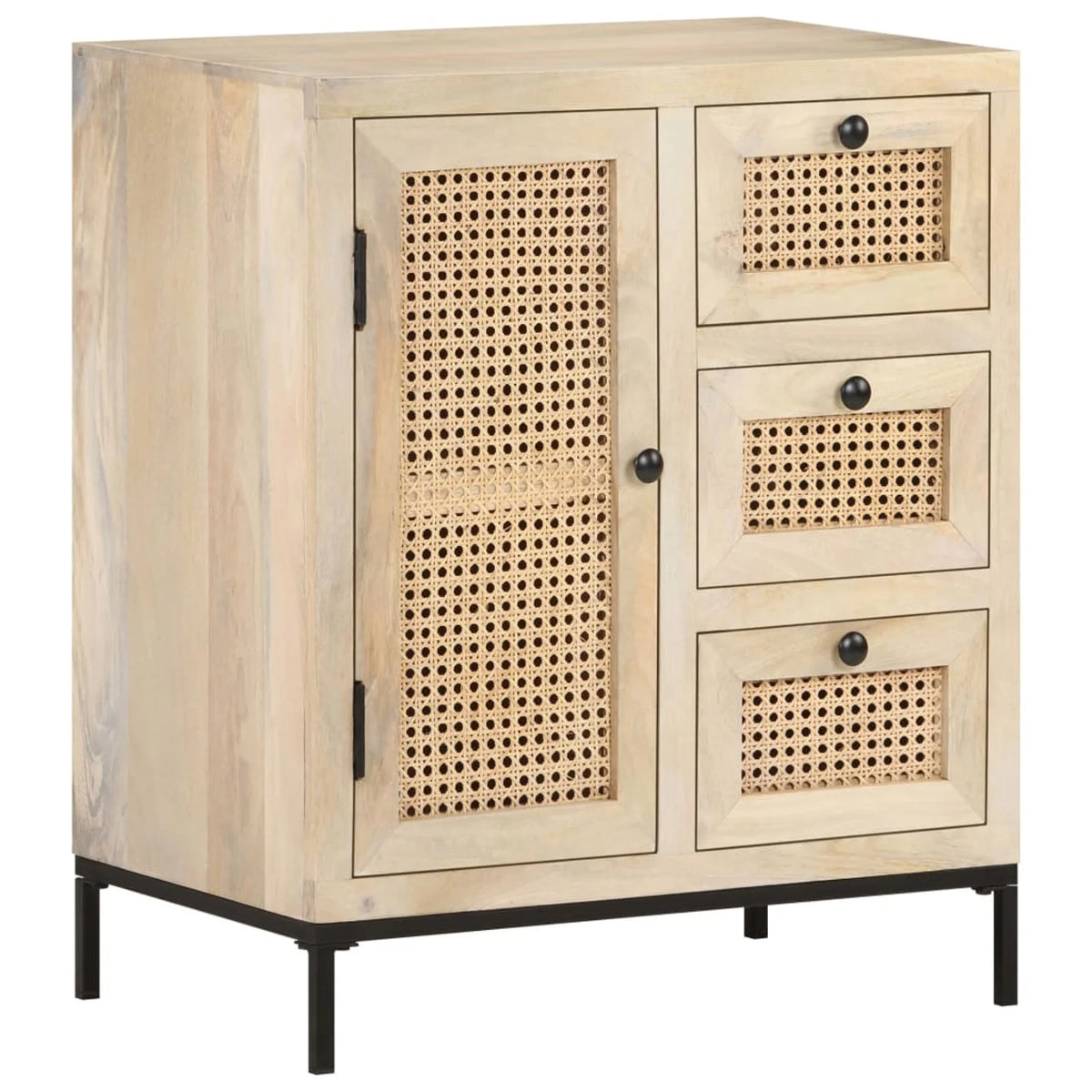 Solid Mango Wood and Natural Cane Sideboard N326