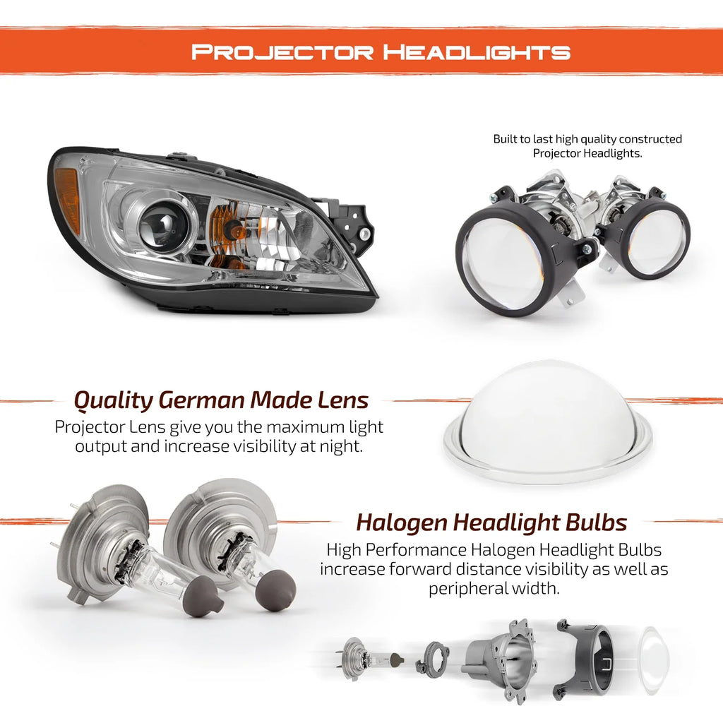 Chrome Housing Clear Lens Projector Headlights K722