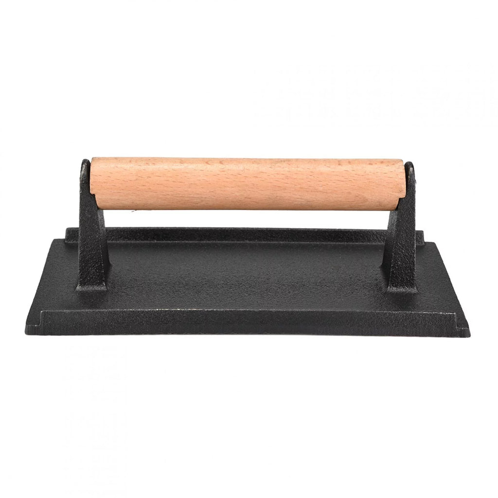 Commercial Cast Iron Steak Press with Wooden Handle V6340