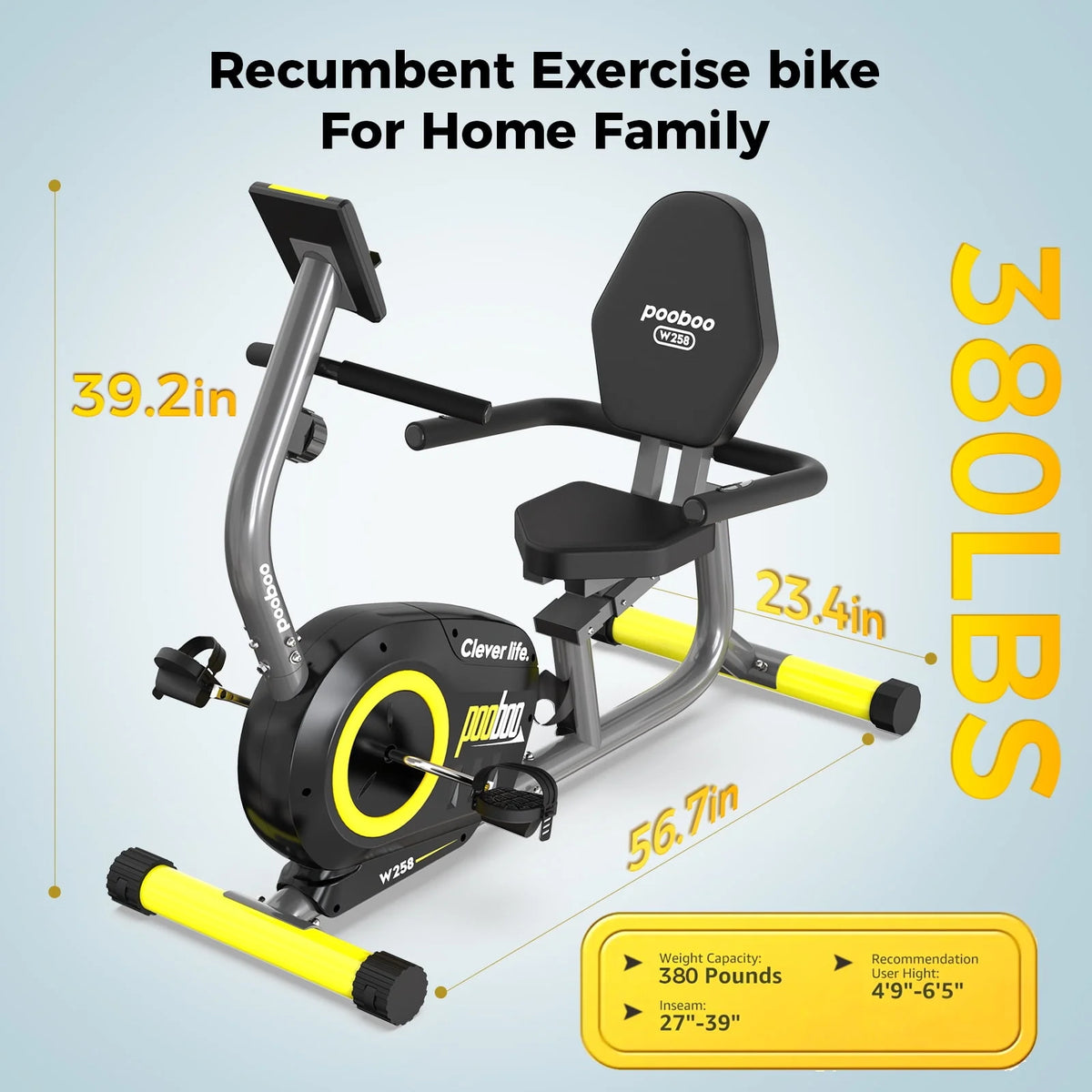 Recumbent Exercise Bike Magnetic Resistance Indoor Cycling Bike F815307