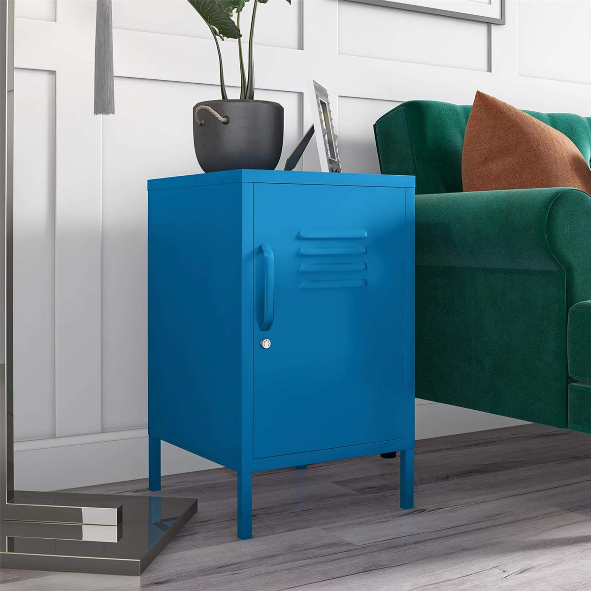 Blue Metal End Table Z937