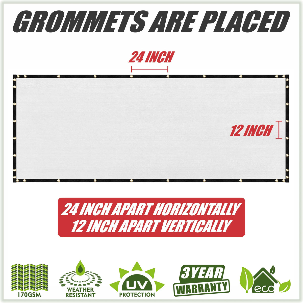 White Fence Privacy Screen Windscreen with Grommets Q6121