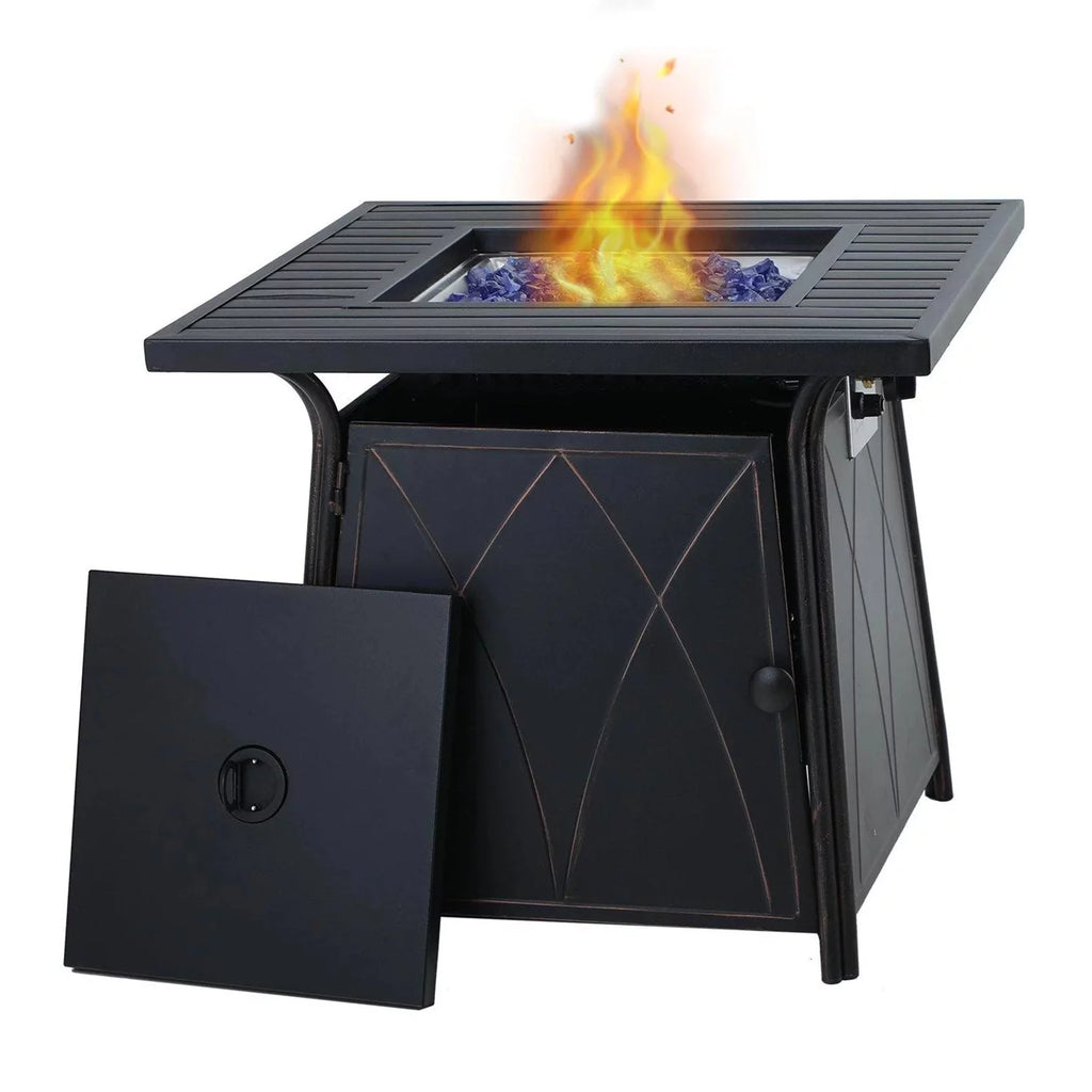 28 inch Outdoor Gas Fire Pit Table with Lid 50,000 BTU Q42288