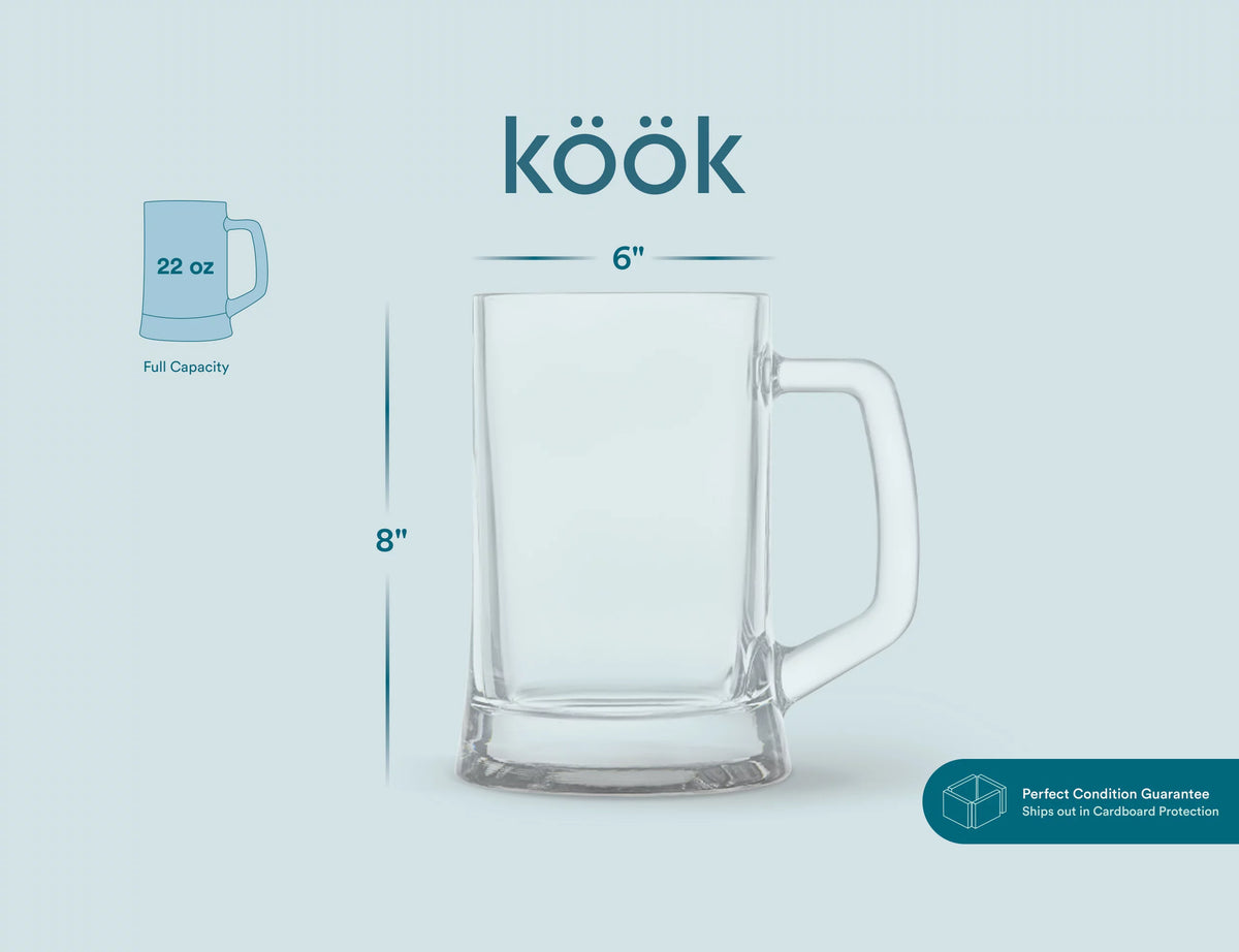 Clear 12 oz Glass Beer Mugs Set of 4 Y13776