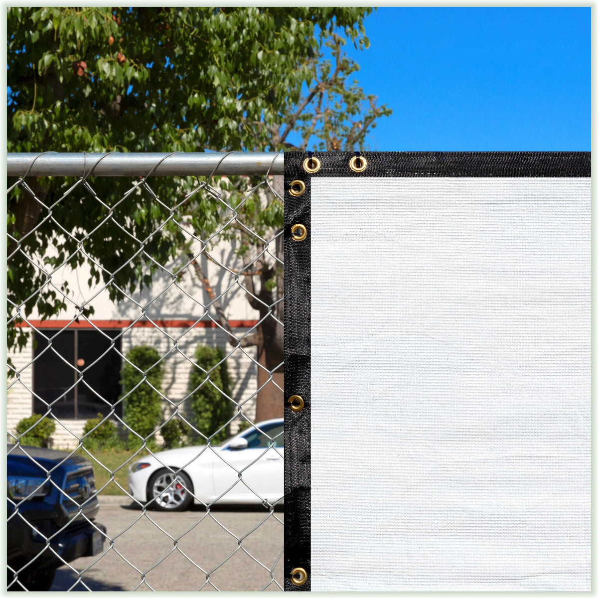 White Fence Privacy Screen Windscreen with Grommets Q6121