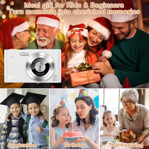 Pink 4K 48MP Point and Shoot Digital Camera with 64GB SD Card E8159