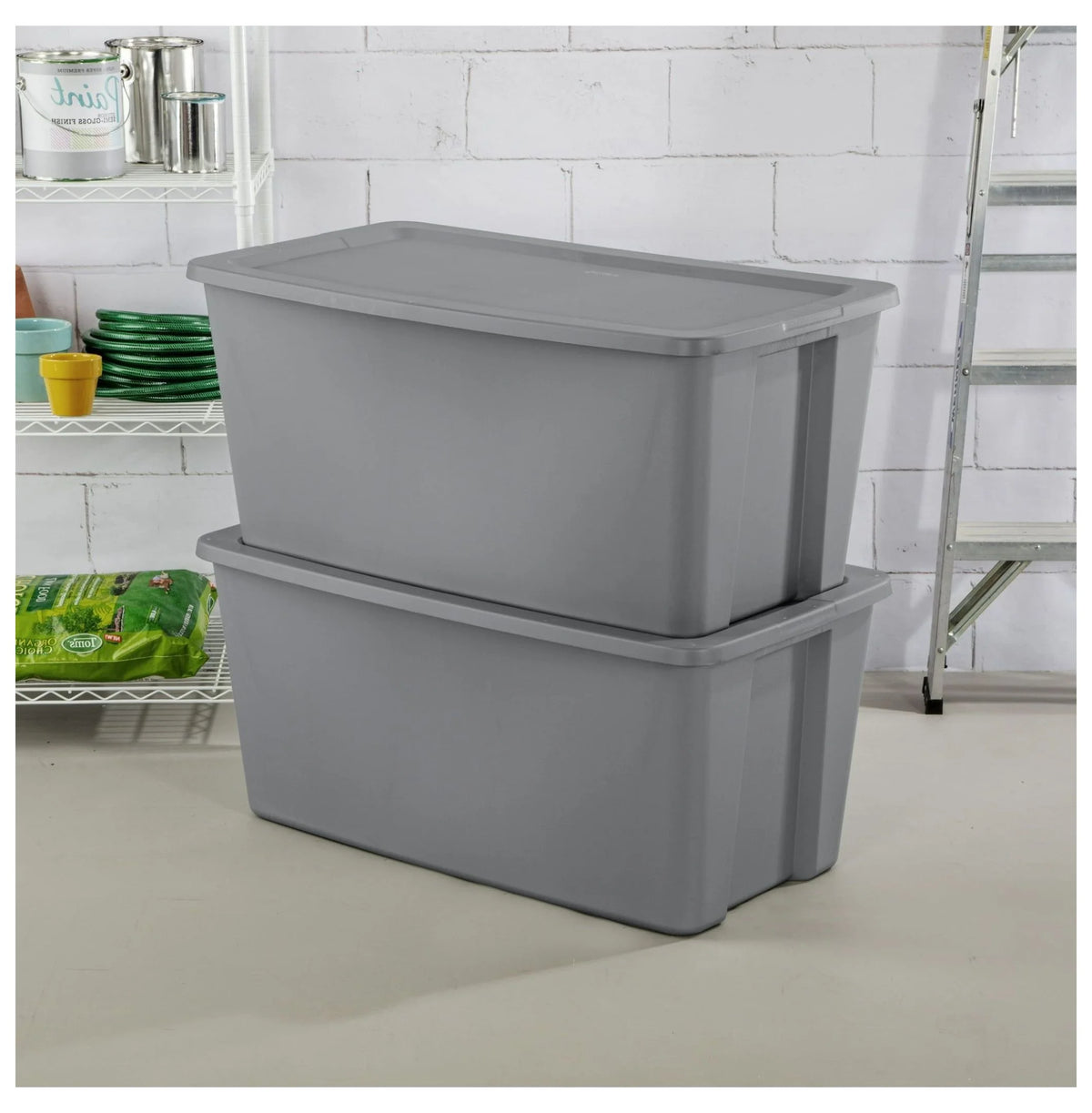 50 Gallon 2 Pack Extra Large Plastic Storage Tote with Lids S705887