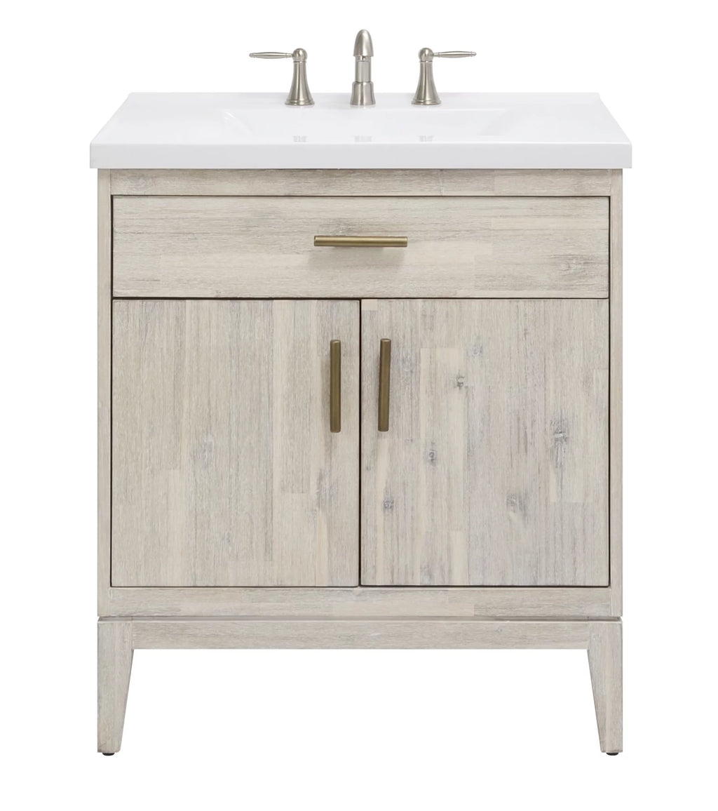 30" Free Standing Hardwood Vanity Cabinet Only Chalky White Z11823