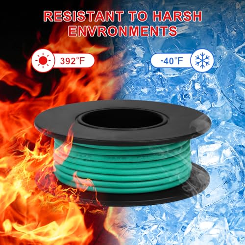 22 Gauge Stranded Tinned Copper Silicone Electrical Wire Spool, 50ft, 8 Colors B4855