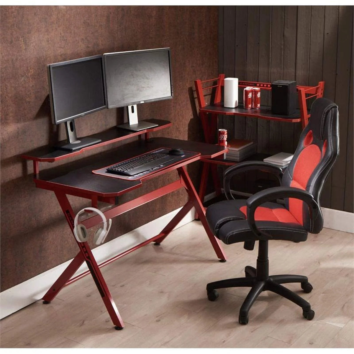48" Red R Shaped Computer Desk N707962