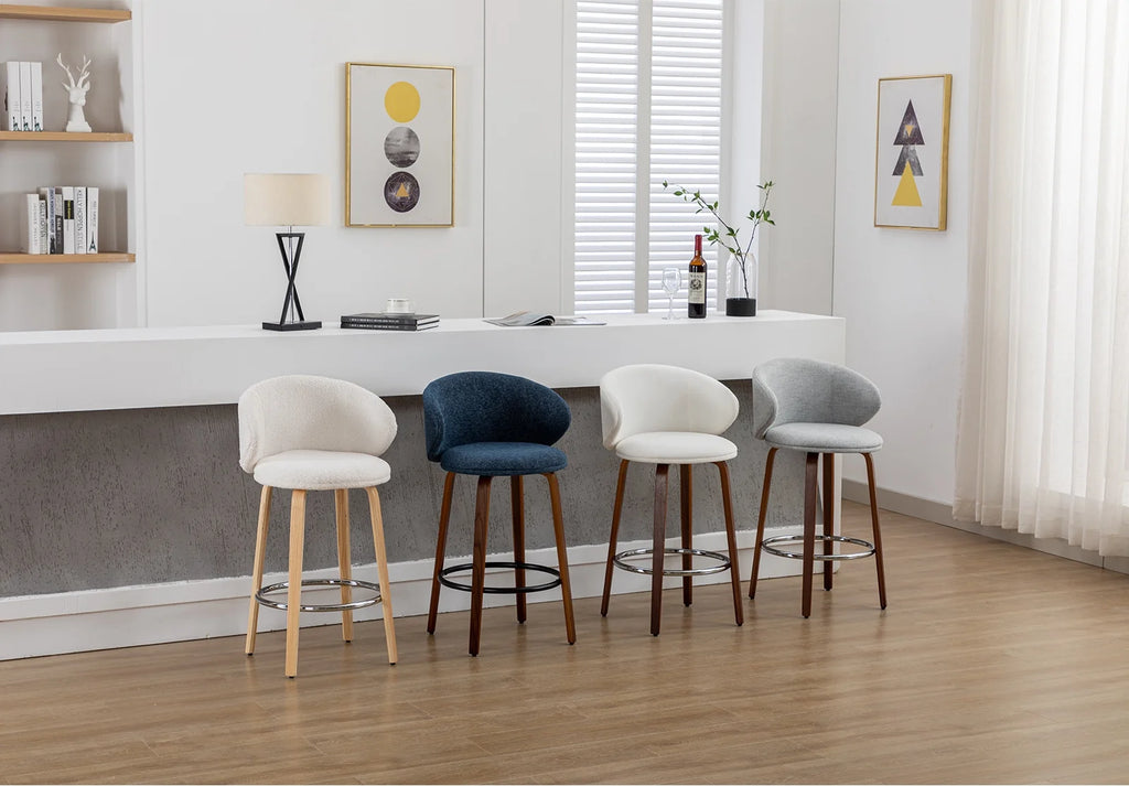 White Sherpa Upholstered Bar Stool Set of 2 B330