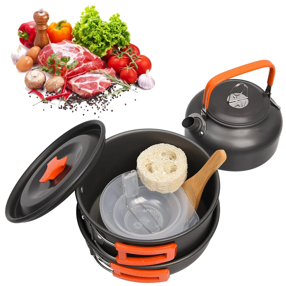 10Pcs Non-stick Aluminum Camping Cookware Set S967