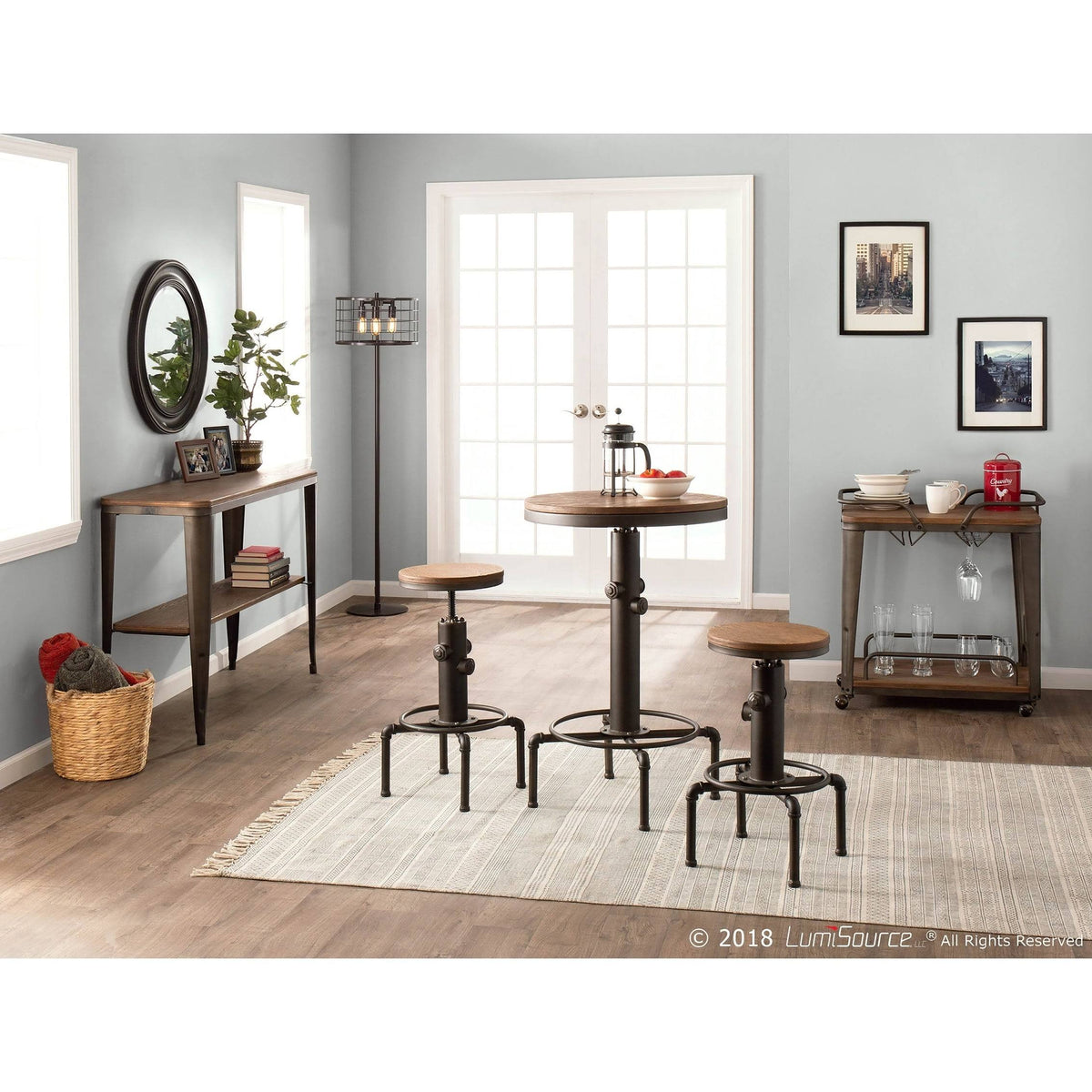 Industrial Barstool in Metal and Wood (Red) A710449