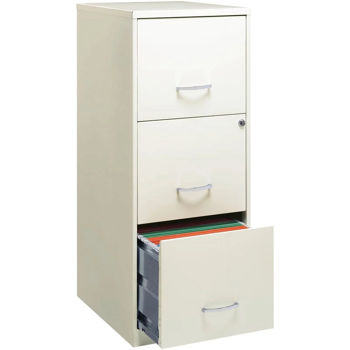 White 3 Drawer Metal File Cabinet with Lock Y4072