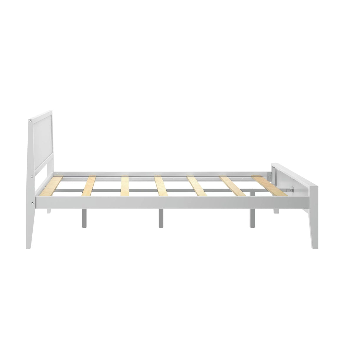 White Solid Wood Queen Bed Frame with Headboard U392