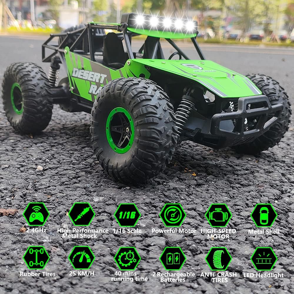 Remote Control Car 1/16 Scale Off-Road Monster Truck Green L1776