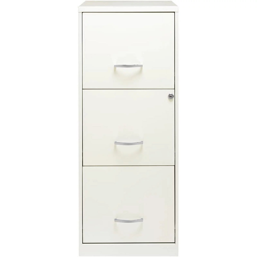 White 3 Drawer Metal File Cabinet with Lock Y4072