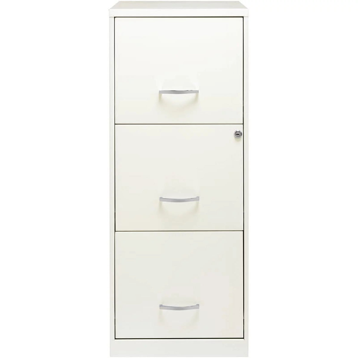 White 3 Drawer Metal File Cabinet with Lock Y4072