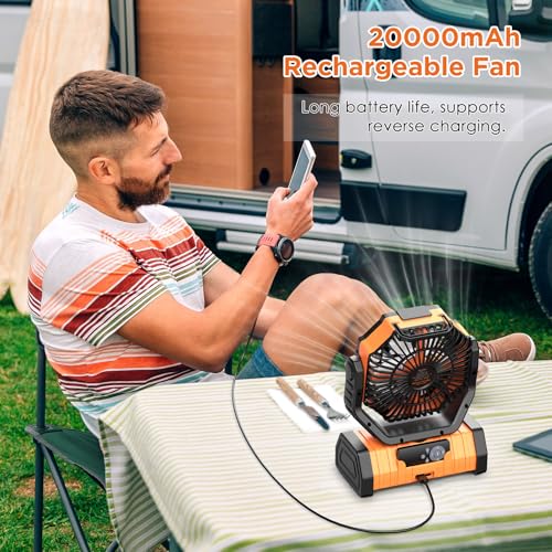 20000mAh Rechargeable Camping Fan with LED Lantern I171