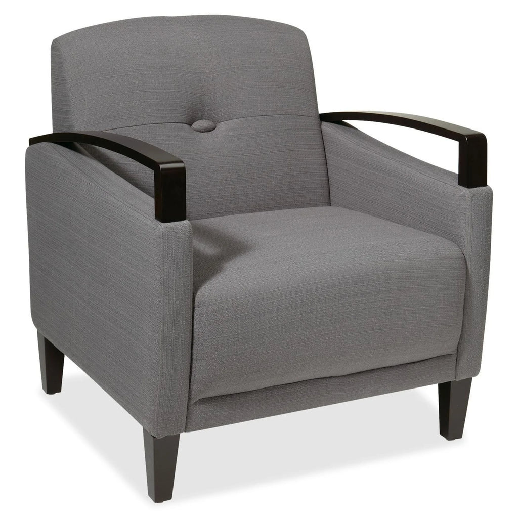 Charcoal Chair with Woven Fabric and Wood Arms Q9853