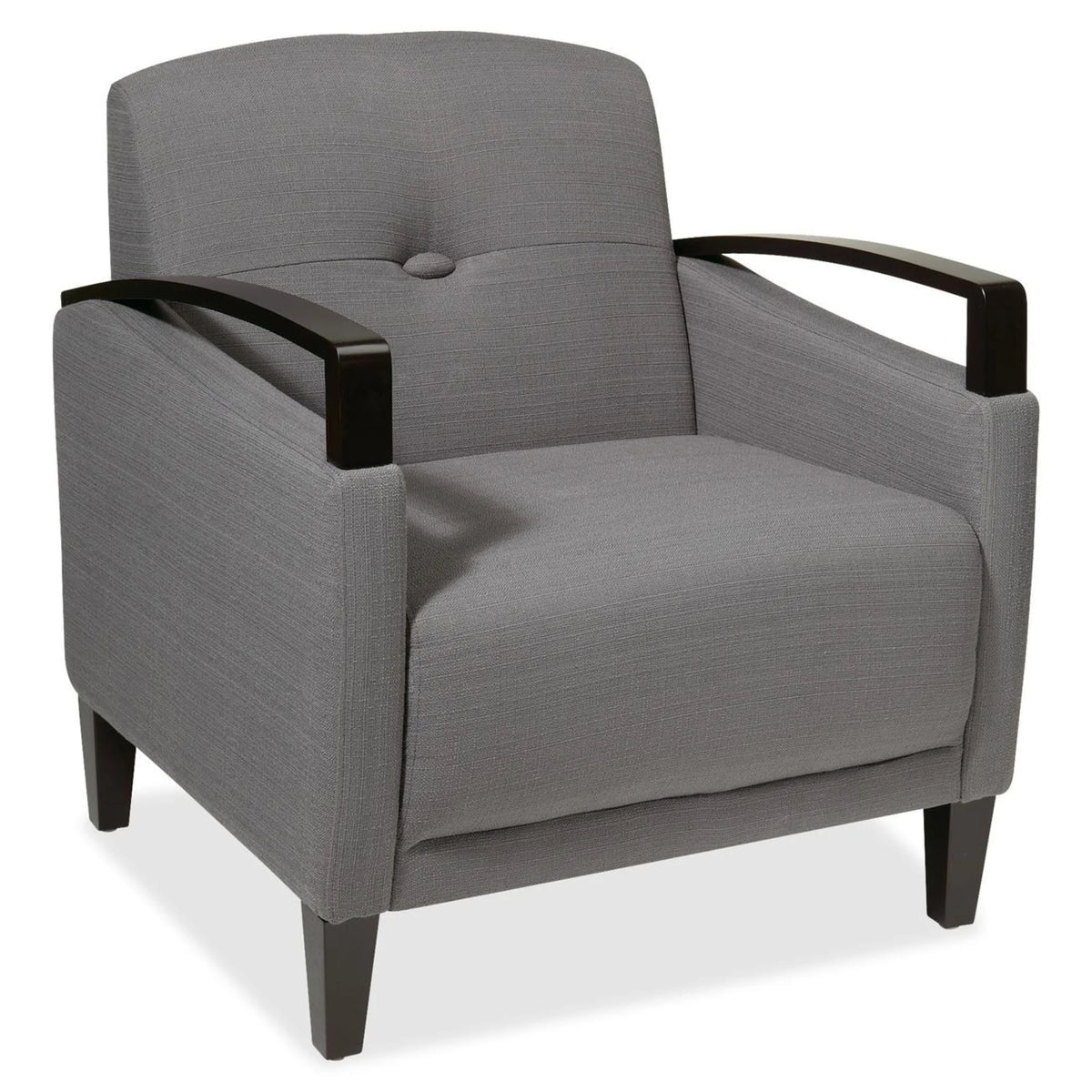 Charcoal Chair with Woven Fabric and Wood Arms Q9853