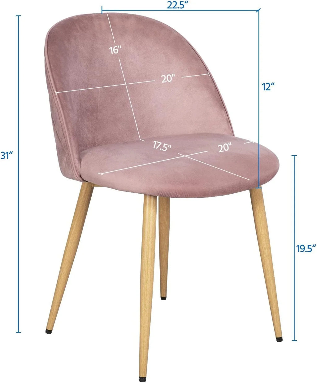 Pink Velvet Accent Chairs with Metal Legs, Set of 2 J313514