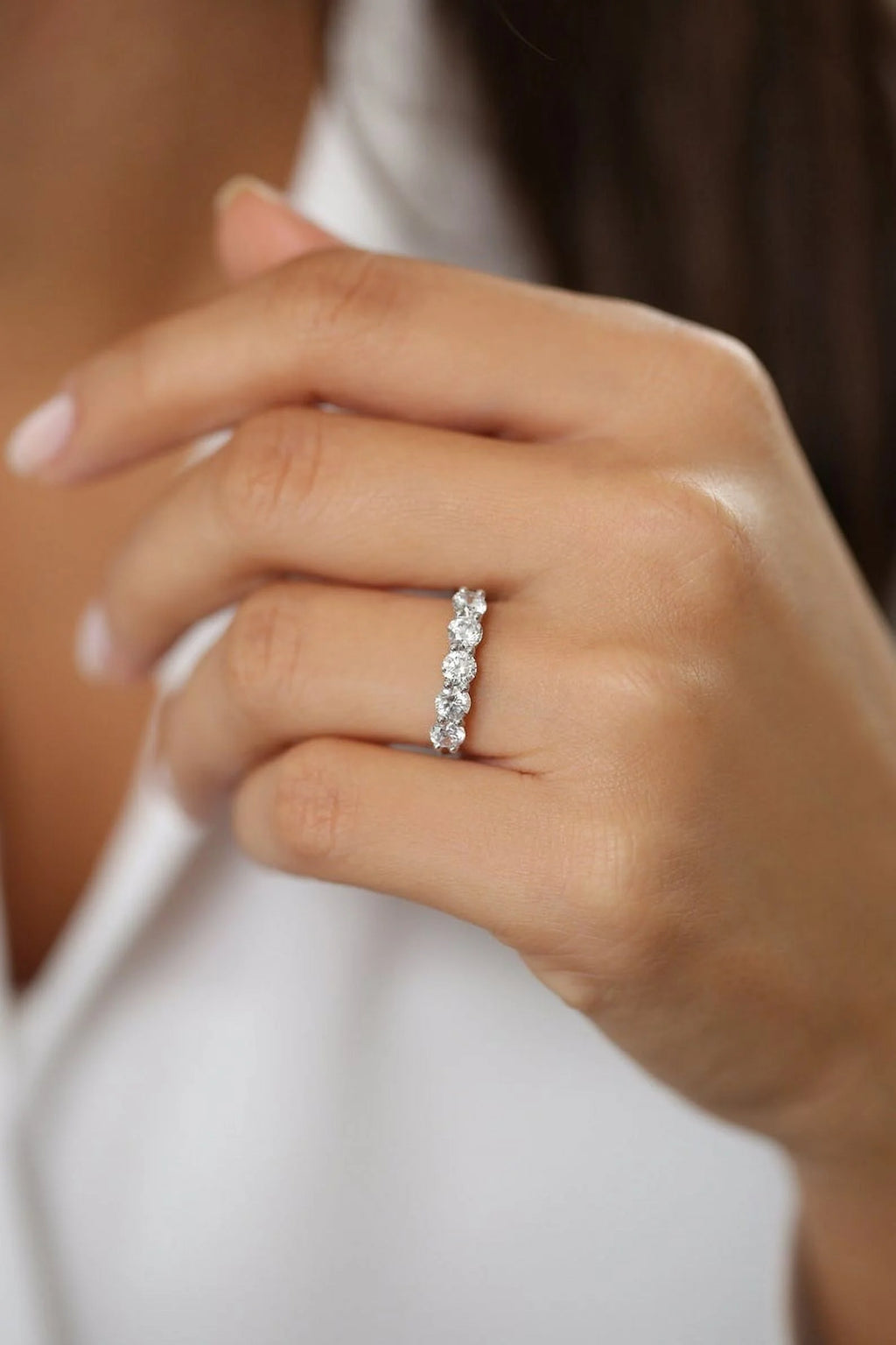 Solid 950 Platinum Moissanite Engagement Band L472