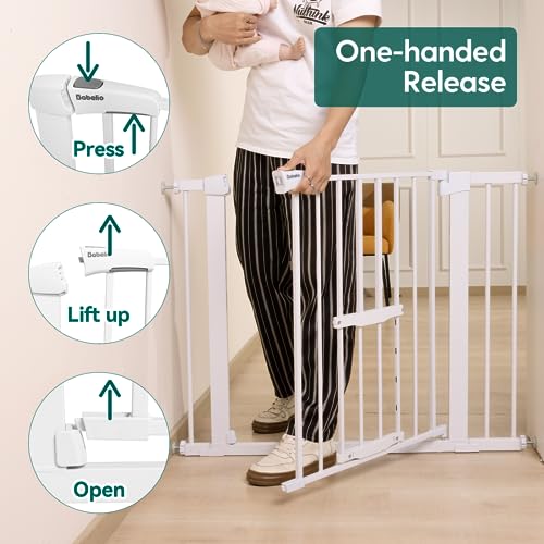 Black Extra Wide Metal Baby Gate with Cat Door I363