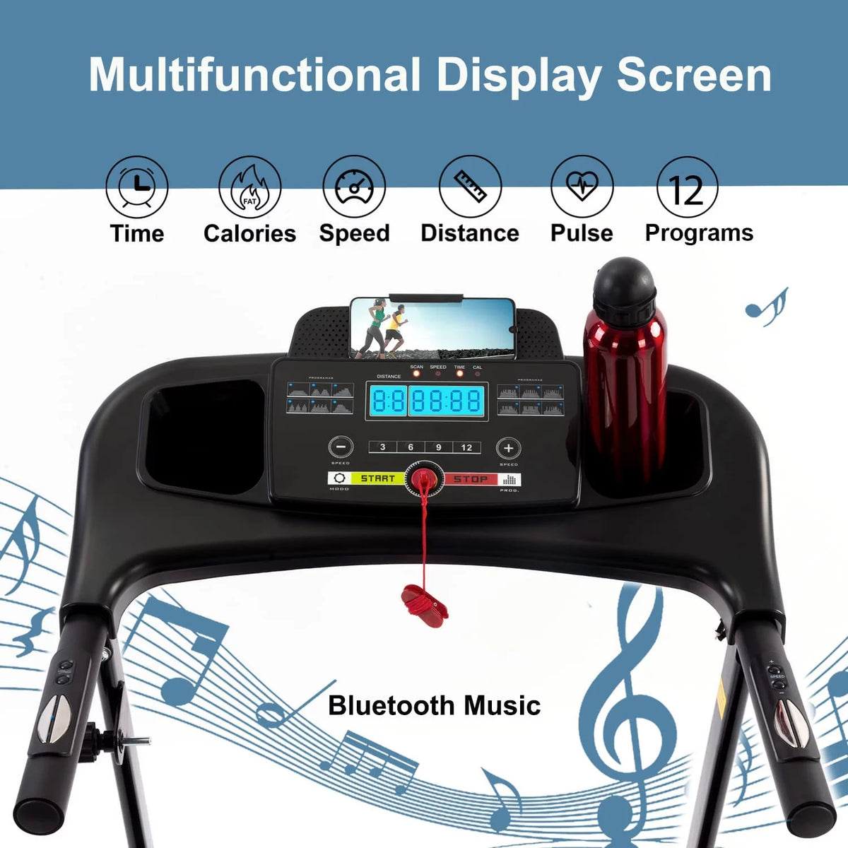 2.5HP Folding Incline Treadmill with Bluetooth Y910