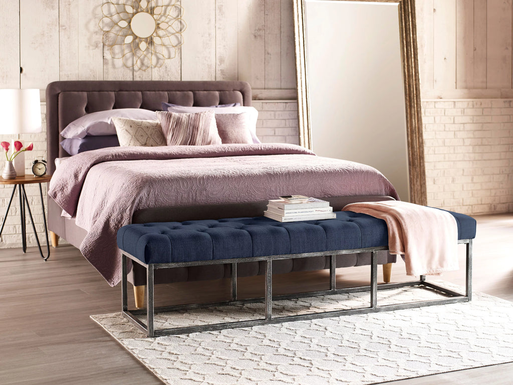 Tufted Bench with Iron Legs P9658