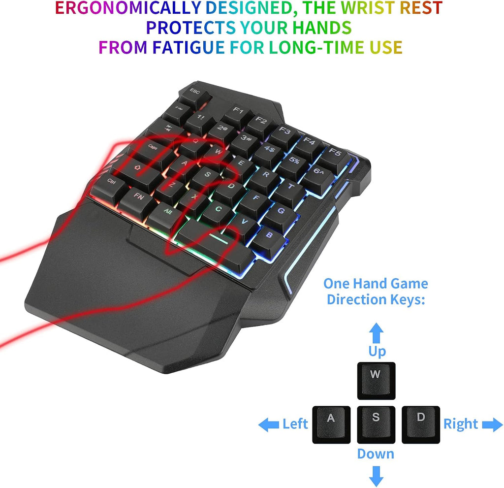 Wired Mechanical RGB LED Backlit Gaming Keyboard and Mouse Combo Q263217