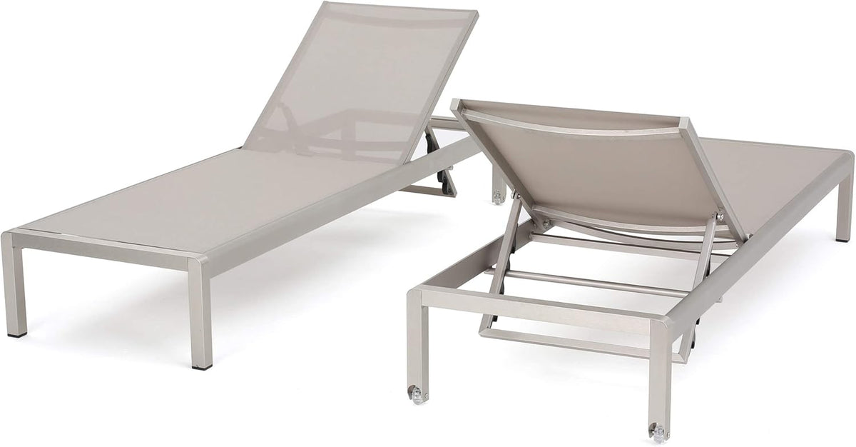 Gray Outdoor Mesh Chaise Lounges 2-Pcs Set W231