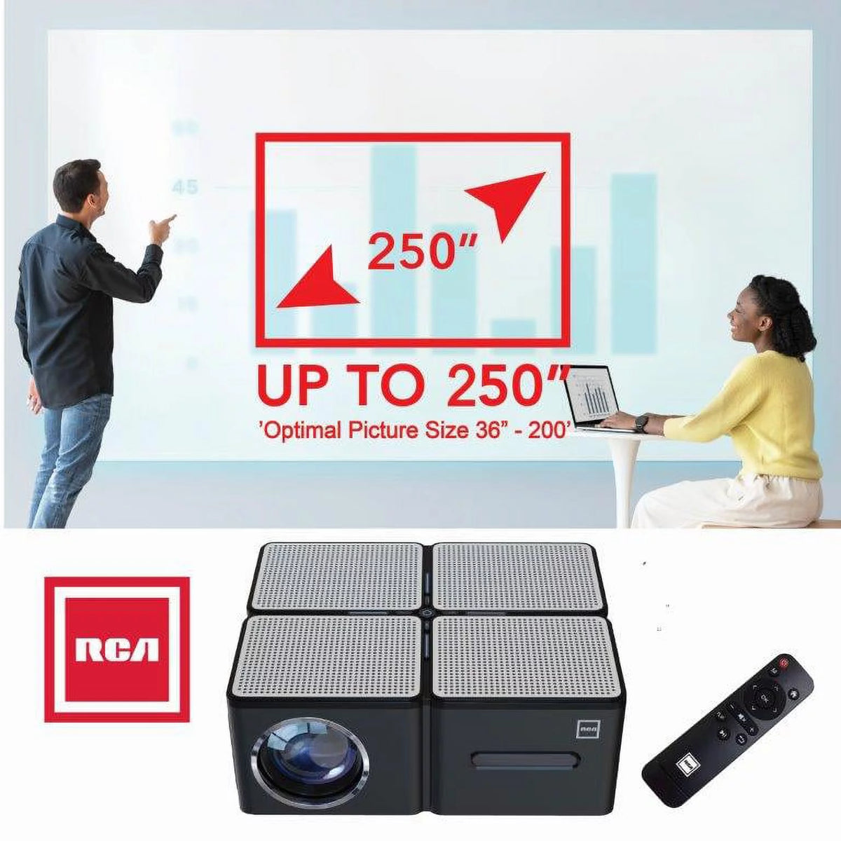 1080P 5 LCD Panel 450 ANSI Lumens Black Home Theater Projector B3557
