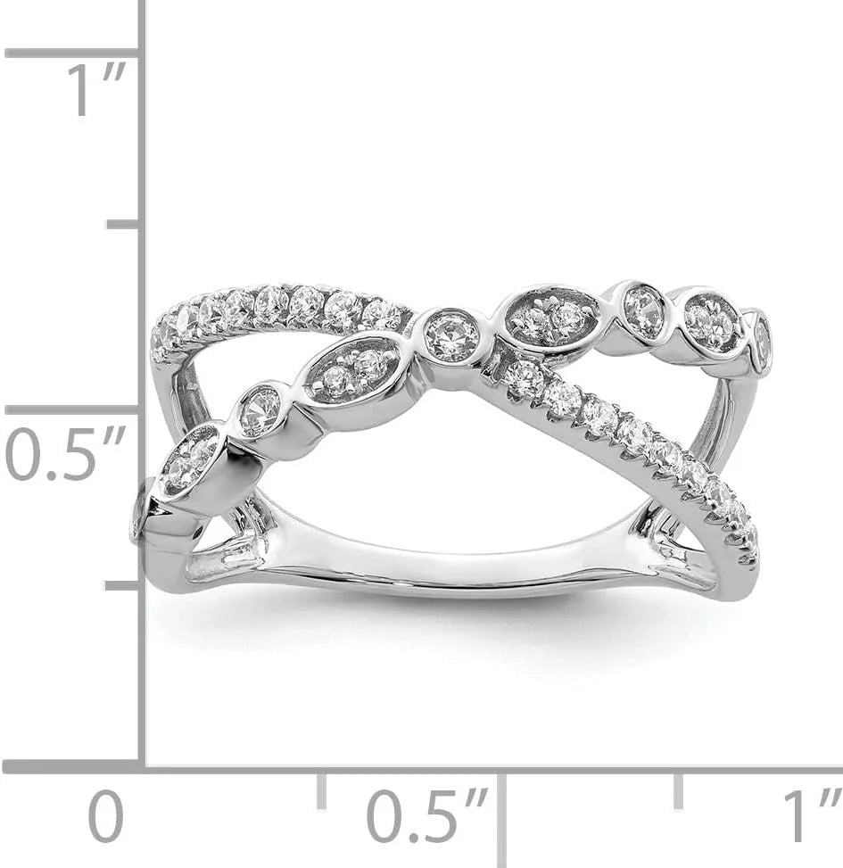 14k White Gold Criss Cross Diamond Ring T686725