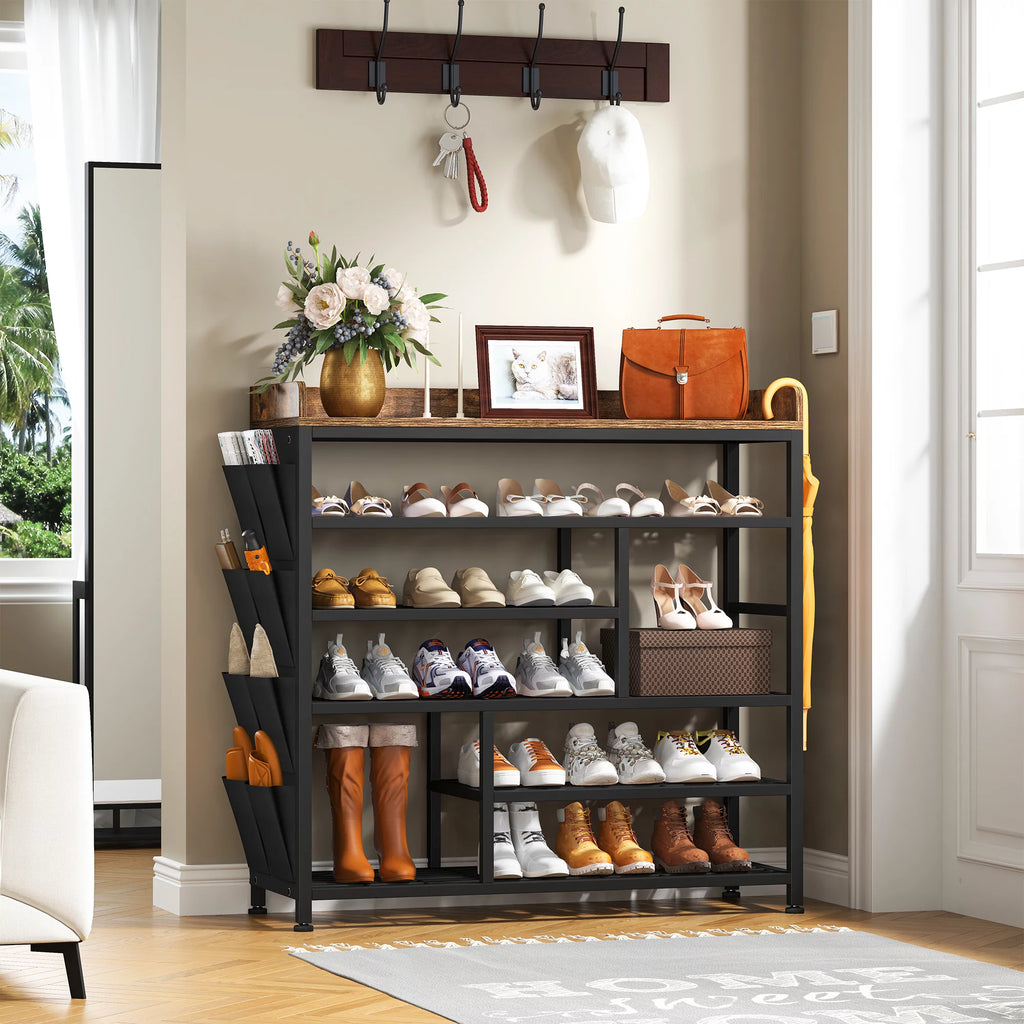 Black 6 Tier Metal Shoe Rack S837670