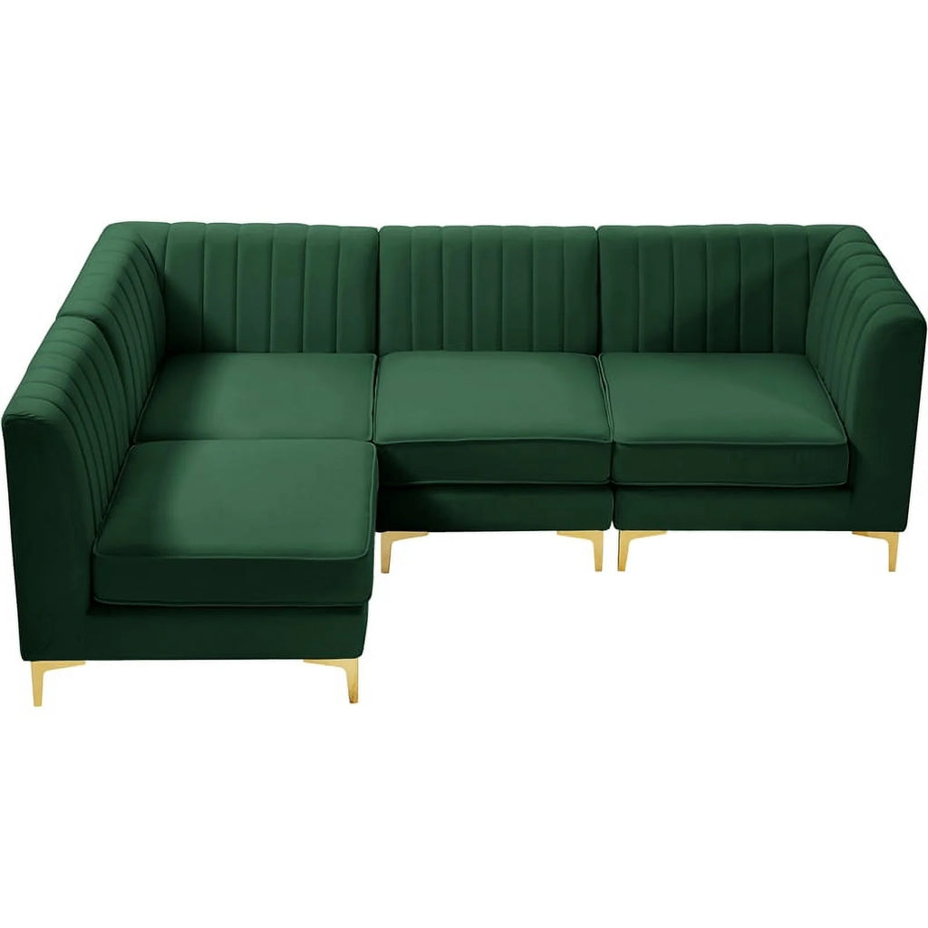 Green Velvet Modular Sectional F410135