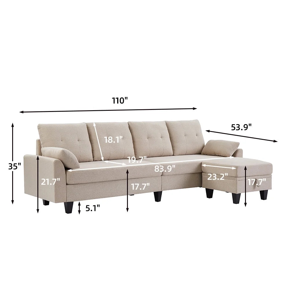Modern Sectional Sofa with Reversible Chaise Q35731