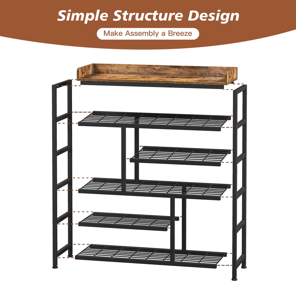 Black 6 Tier Metal Shoe Rack S837670